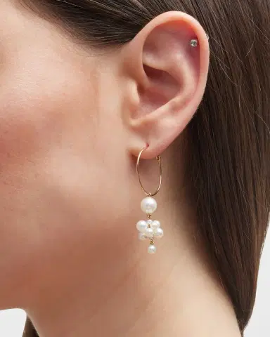 Sophie Bille Brahe Botticelli Hoop Earring With Pearls, Single | Thumbnail 5