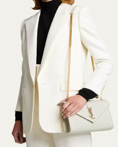 Saint Laurent Envelope Triquilt Medium YSL Shoulder Bag in Grained Leather | Thumbnail 2 Saint Laurent Envelope Triquilt Medium YSL Shoulder Bag in Grained Leather | Thumbnail 2