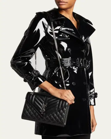 Saint Laurent Envelope Triquilt Medium YSL Shoulder Bag in Grained Leather | Thumbnail 2 Saint Laurent Envelope Triquilt Medium YSL Shoulder Bag in Grained Leather | Thumbnail 2