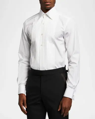Tom Ford Men's Plisse Plastron Tuxedo Shirt | Thumbnail 2 Tom Ford Men's Plisse Plastron Tuxedo Shirt | Thumbnail 2
