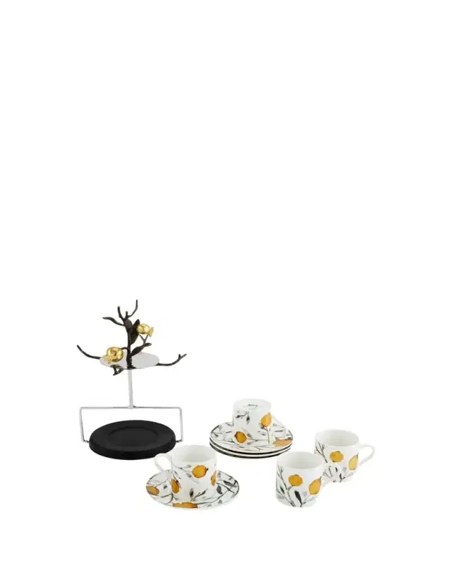 Pomegranate Demitasse Set with Stand