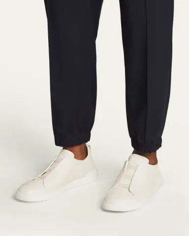 Zegna Men's Triple Stitch Deerskin Leather Sneakers | Thumbnail 2
