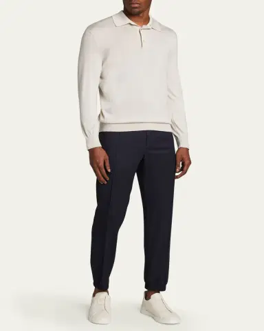 Zegna Men's Triple Stitch Deerskin Leather Sneakers | Thumbnail 3