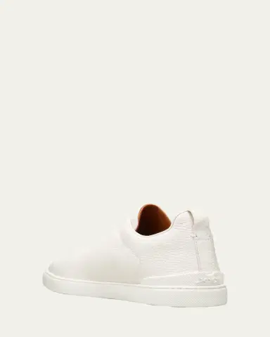 Zegna Men's Triple Stitch Deerskin Leather Sneakers | Thumbnail 4