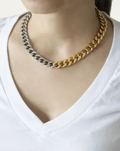 ben-amun 24k Gold Electroplate and Silver Link Necklace | Thumbnail 2