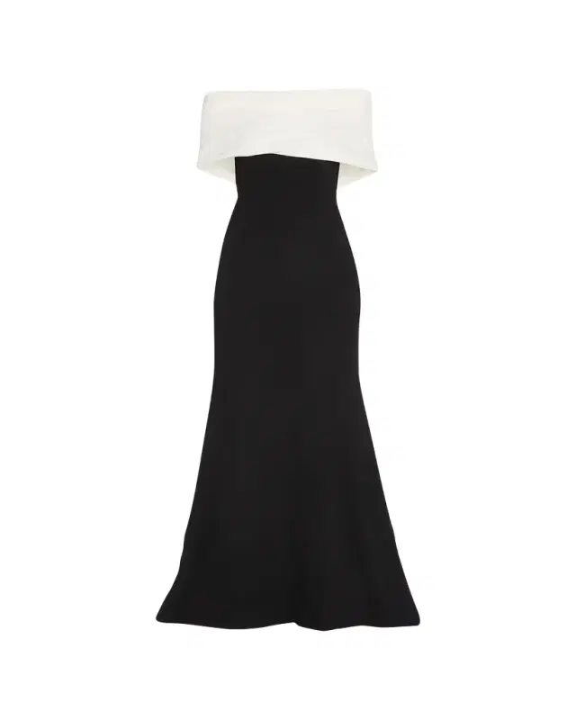 Lela Rose Off-the-Shoulder Two-Tone Gown