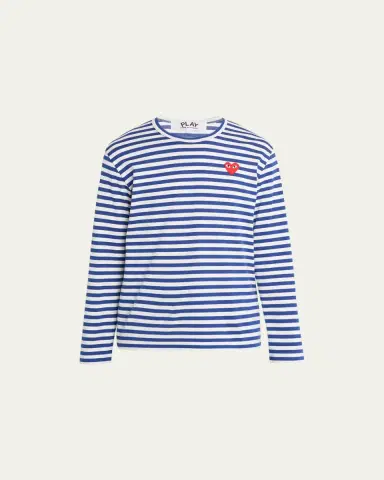 Comme des Garçons Men's Striped T-Shirt with Small Heart | Thumbnail 11