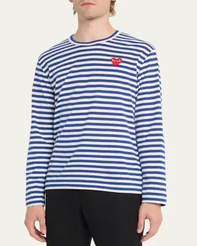 Comme des Garçons Men's Striped T-Shirt with Small Heart | Thumbnail 14
