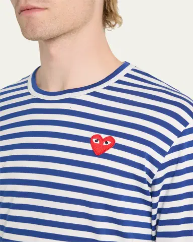 Comme des Garçons Men's Striped T-Shirt with Small Heart | Thumbnail 15
