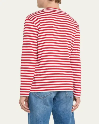 Comme des Garçons Men's Striped T-Shirt with Small Heart | Thumbnail 3