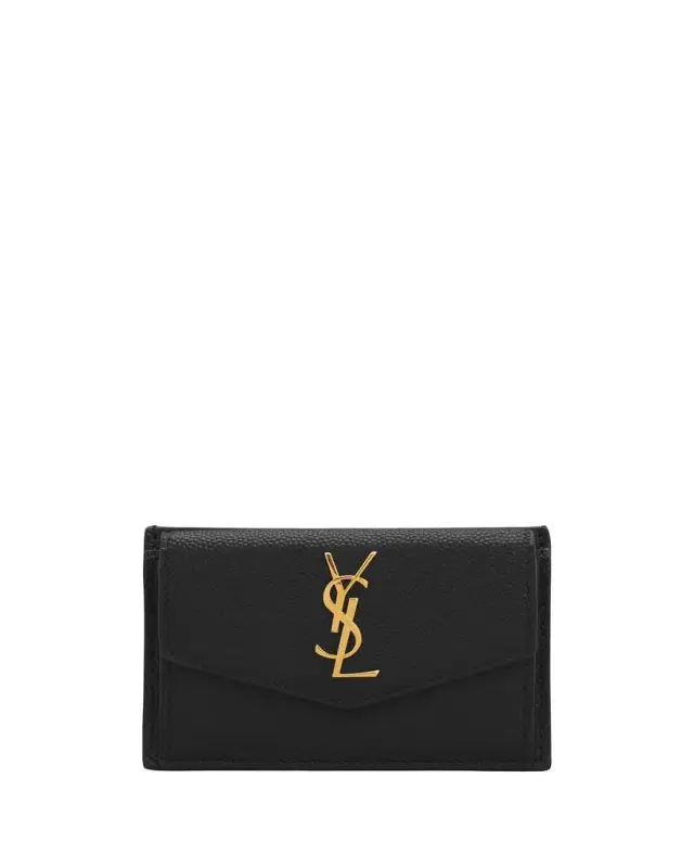 Saint Laurent YSL Monogram Flap Card Case in Grained Leather