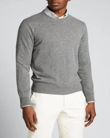 Bergdorf Goodman Men's Solid Cashmere Crewneck Sweater | Thumbnail 3