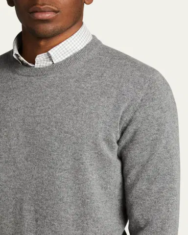 Bergdorf Goodman Men's Solid Cashmere Crewneck Sweater | Thumbnail 9
