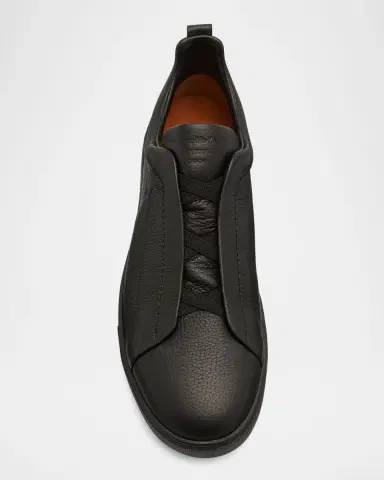 ZEGNA Men's Triple Stitch Deerskin Leather Sneakers | Thumbnail 5 ZEGNA Men's Triple Stitch Deerskin Leather Sneakers | Thumbnail 5