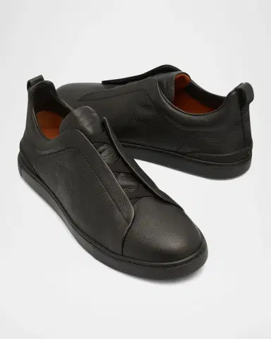 ZEGNA Men's Triple Stitch Deerskin Leather Sneakers | Thumbnail 8 ZEGNA Men's Triple Stitch Deerskin Leather Sneakers | Thumbnail 8