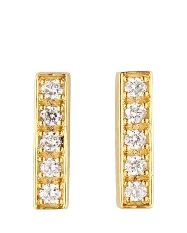 Diamond Bar Stud Earrings in 18K Yellow Gold