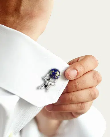 Jan Leslie Men's Atlas Carrying The World Sterling Silver & Lapis Cufflinks | Thumbnail 2