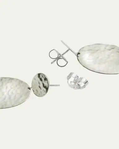 Ippolita Crinkle Hammered Oval Snowman Earrings in Sterling Silver | Thumbnail 4 Ippolita Crinkle Hammered Oval Snowman Earrings in Sterling Silver | Thumbnail 4