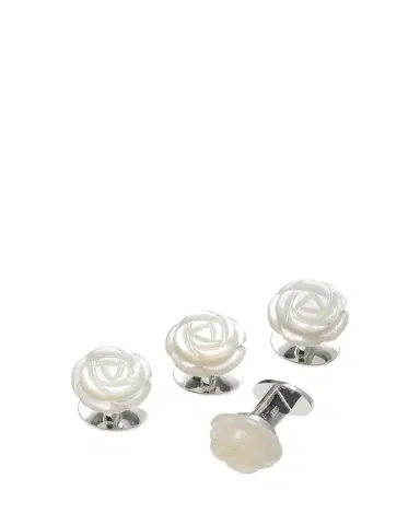 Jan Leslie Men's Mother-of-Pearl Rose Shirt Studs | Thumbnail 1 Jan Leslie Men's Mother-of-Pearl Rose Shirt Studs | Thumbnail 1