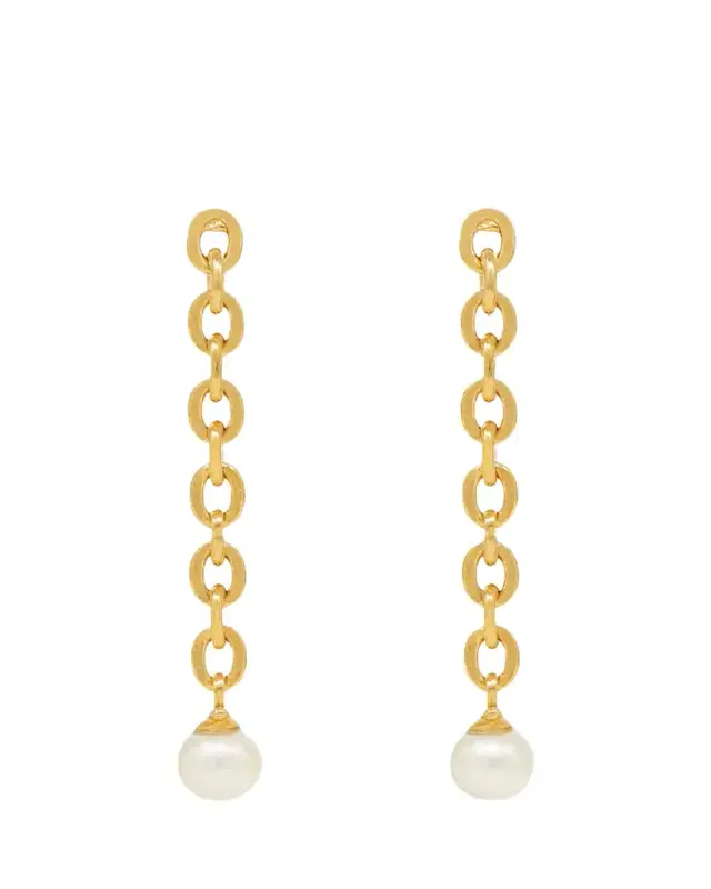 Ben-Amun Pearly Chain-Link Earrings