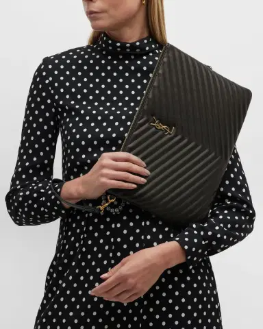 Saint Laurent Cassandre YSL Monogram Large Pouch in Smooth Leather | Thumbnail 3 Saint Laurent Cassandre YSL Monogram Large Pouch in Smooth Leather | Thumbnail 3