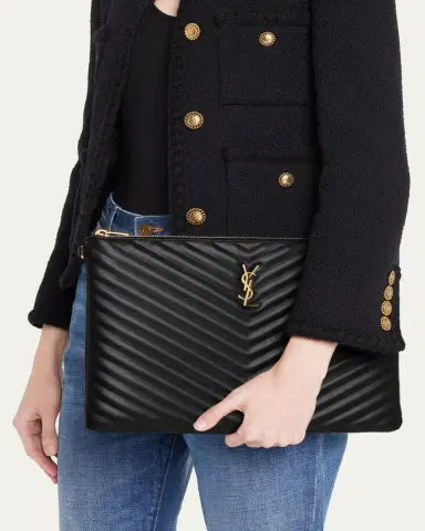 Saint Laurent Cassandre YSL Monogram Large Pouch in Smooth Leather | Thumbnail 7 Saint Laurent Cassandre YSL Monogram Large Pouch in Smooth Leather | Thumbnail 7