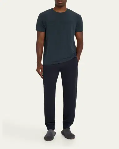 Derek Rose Men's Marl Crewneck Short-Sleeve Knit Tee | Thumbnail 2
