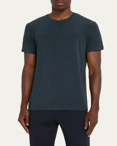 Derek Rose Men's Marl Crewneck Short-Sleeve Knit Tee | Thumbnail 4