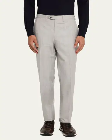 Kiton Men's 15 Micron Flat-Front Trousers | Thumbnail 4 Kiton Men's 15 Micron Flat-Front Trousers | Thumbnail 4