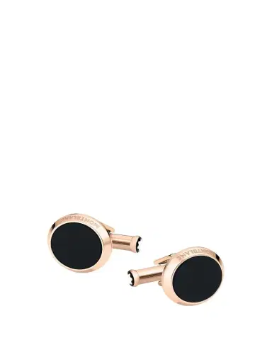 Montblanc Onyx-Inlay Round Rose Golden Cufflinks | Thumbnail 1