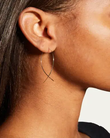 Lana 14K Gold Small Upside Down Hoop Earrings | Thumbnail 2
