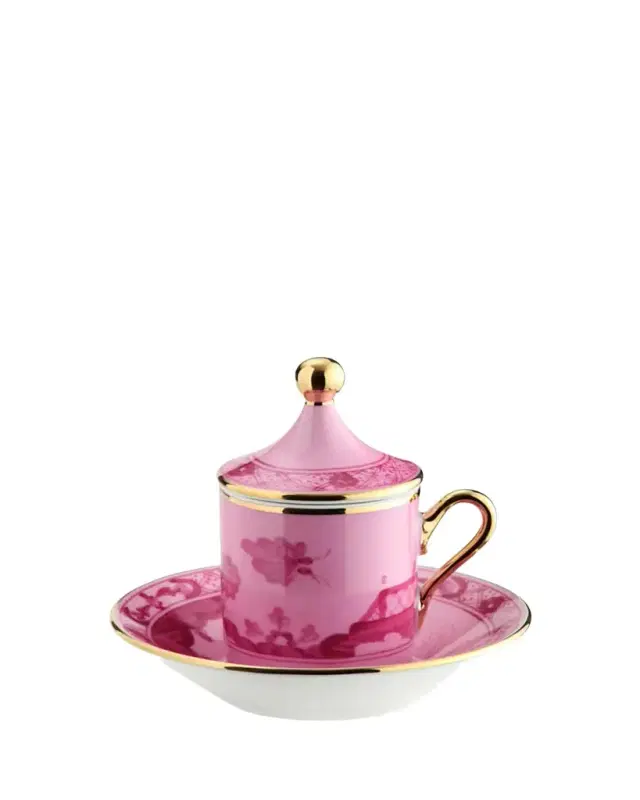 Empire-Style Coffee Cups & Saucers, Set of 2 - Pink