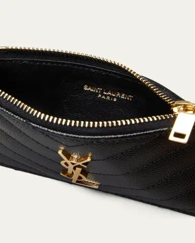 Saint Laurent YSL Monogram Small Ziptop Card Case in Grained Leather | Thumbnail 3 Saint Laurent YSL Monogram Small Ziptop Card Case in Grained Leather | Thumbnail 3