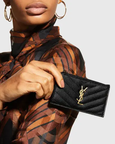 Saint Laurent YSL Monogram Small Ziptop Card Case in Grained Leather | Thumbnail 5 Saint Laurent YSL Monogram Small Ziptop Card Case in Grained Leather | Thumbnail 5
