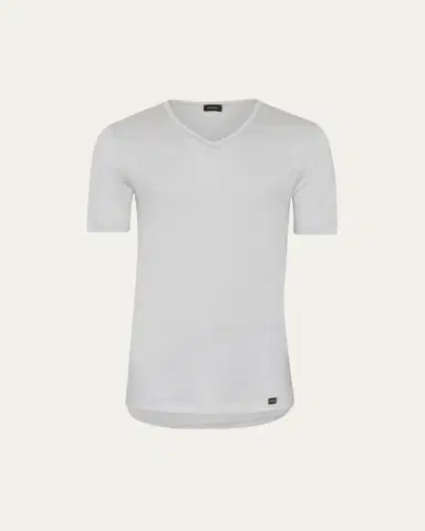 Hanro Men's Ultralight Cotton V-Neck T-Shirt | Thumbnail 3