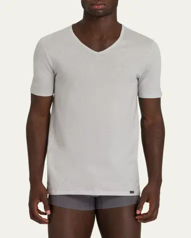 Hanro Men's Ultralight Cotton V-Neck T-Shirt | Thumbnail 4