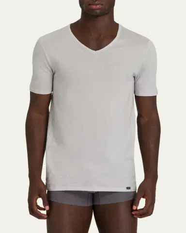 Hanro Men's Ultralight Cotton V-Neck T-Shirt | Thumbnail 5