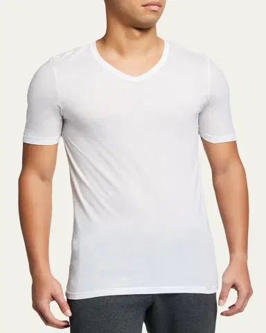 Hanro Men's Ultralight Cotton V-Neck T-Shirt | Thumbnail 6