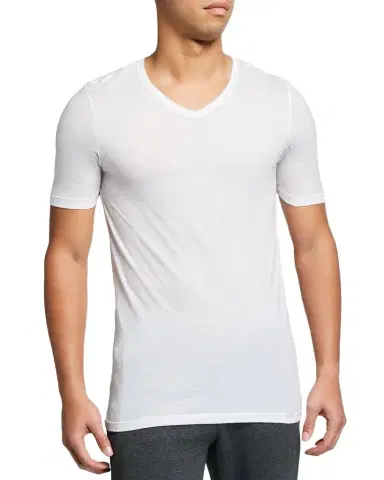 Hanro Men's Ultralight Cotton V-Neck T-Shirt | Thumbnail 1