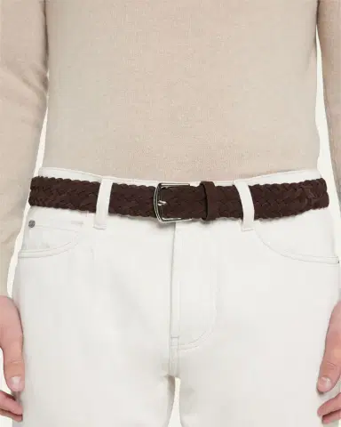 Loro Piana Men's Alsavel Braided Suede Belt | Thumbnail 2