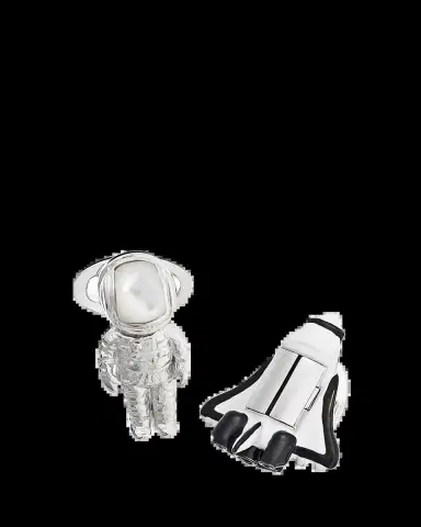 Jan Leslie Men's Shuttle & Astronaut Sterling Silver/Gemstone Cufflinks | Thumbnail 2
