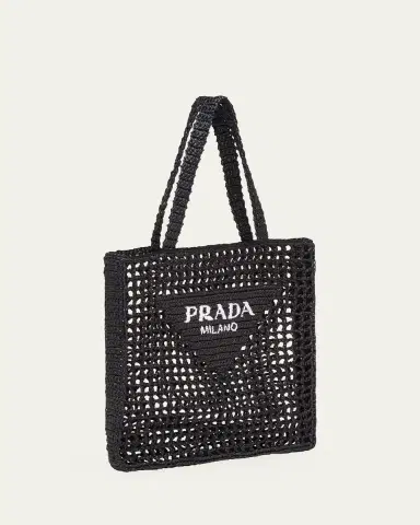 Prada Bicolor Woven Logo Shopper Tote Bag | Thumbnail 2