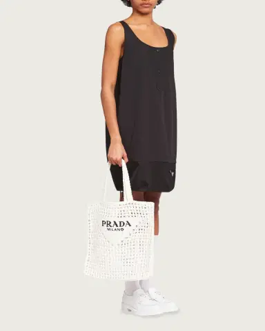 Prada Bicolor Woven Logo Shopper Tote Bag | Thumbnail 14