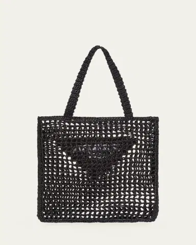 Prada Bicolor Woven Logo Shopper Tote Bag | Thumbnail 3