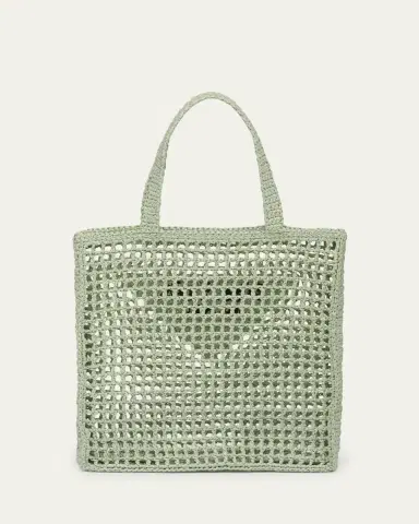 Prada Bicolor Woven Logo Shopper Tote Bag | Thumbnail 7