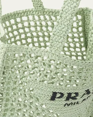 Prada Bicolor Woven Logo Shopper Tote Bag | Thumbnail 8