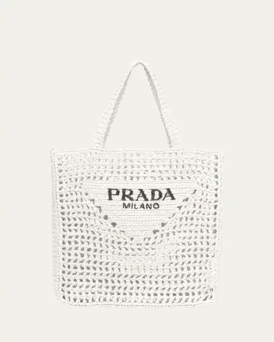 Prada Bicolor Woven Logo Shopper Tote Bag | Thumbnail 10