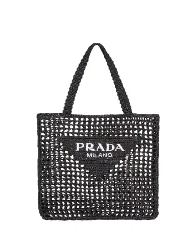Prada Bicolor Woven Logo Shopper Tote Bag | Thumbnail 1