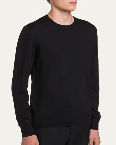 Prada Men's Worsted Wool Crewneck Sweater | Thumbnail 2 Prada Men's Worsted Wool Crewneck Sweater | Thumbnail 2