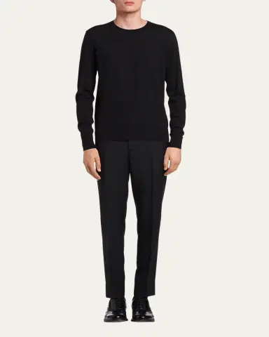 Prada Men's Worsted Wool Crewneck Sweater | Thumbnail 3 Prada Men's Worsted Wool Crewneck Sweater | Thumbnail 3